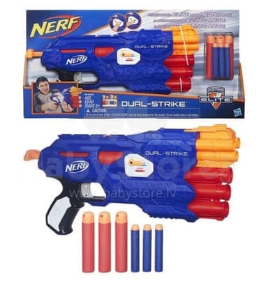 אקדח נרף DUAL STRIKE כולל 3 חצים גדולים ו 3 קטנים 32 ס''מ