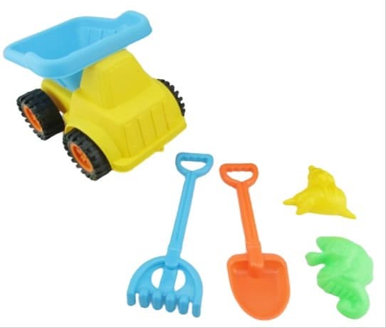 כלי חול משאית כולל 2 כפות כולל 2 תבניות