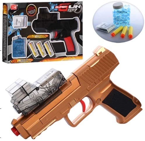 אקדח ברטה ג'לי זהב 22 ס"מ כולל חצי ספוג ומחסנית 200 כדורים בקופסת חלון 35 ס"מ