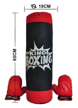 שק אגרוף אדום 65X19 ס"מ ברשת כולל זוג כפפות