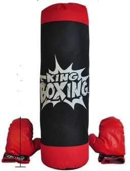 שק אגרוף אדום גודל 50X19 ס"מ ברשת כולל זוג כפפות