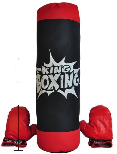 שק אגרוף אדום גודל 50X19 ס"מ ברשת כולל זוג כפפות