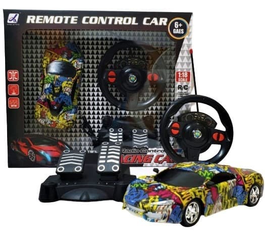 מכונית שלט הגה כולל דוושות 4 כיוונים דגם גרפיטי 1:18 כולל אורות