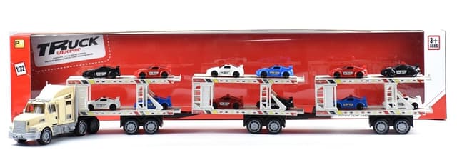 משאית ענקית גוררת 12 יחידות מכוניות משטרה