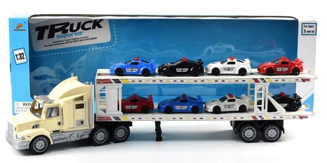 משאית גוררת 8 יחידות מכוניות משטרה