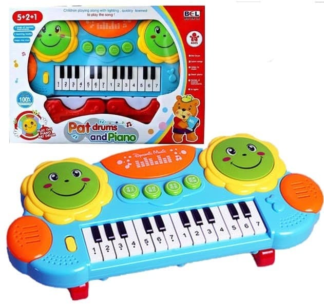 מעמד אורגן תופים סמיילי כולל אורות ומוזיקה