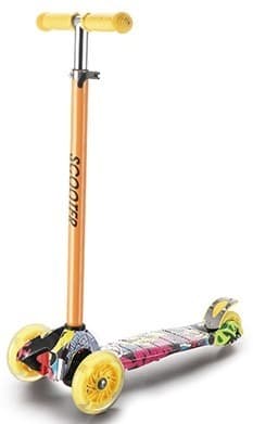 קורקינט 3 גלגלים גרפיטי גלגלי סיליקון אורות גובה 65-90 ס"מ