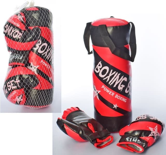 שק אגרוף מעוצב גודל 50X19 ס"מ כולל זוג כפפות