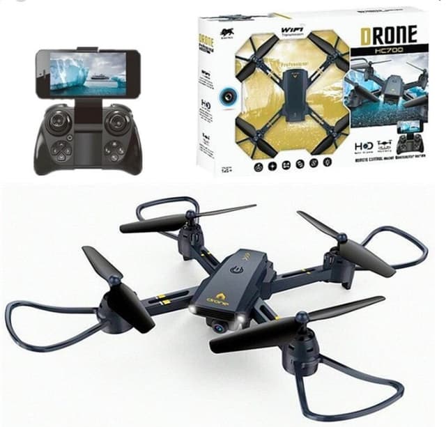 רחפן איכותי שחור כולל מייצב ולחצן חזרה כולל WIFI מצלמה ומטען USB