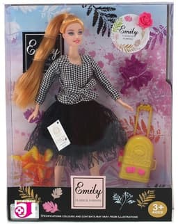 בובות אופנה EMILY עם שמלה שחורה גודל 30 ס"מ