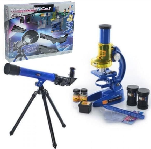 סט מדען כולל מיקרוסקופ טלסקופ ואביזרים