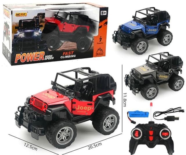 ג'יפ רנגלר שלט 4 כיוונים פותח דלתות גודל 20 ס"מ מהירות 15 קמש כולל מטען USB