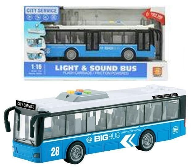 אוטובוס כולל צלילים ואורות גודל 28 ס"מ כולל סוללות