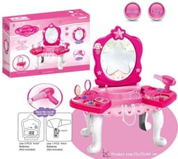 מעמד שידת איפור גובה 44 ס"מ כולל אורות ומוזיקה כולל אביזרים