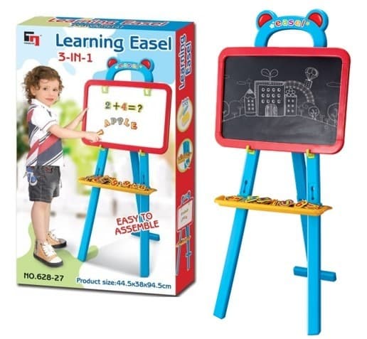 לוח ציור בנים צד מגנט צד גיר גובה 95 ס"מ כולל מספרים ואותיות מגנטים