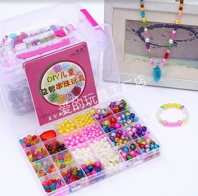 ערכת פנינים להכנת שרשראות צמידים וקשת שיער כולל כ 800 חרוזים ופנינים בצורות שונות דגם 11