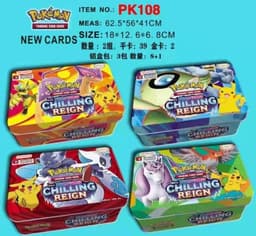 פוקימון PK 108 כולל 107 קלפים בקופסת פח