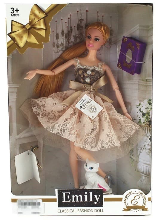 בובת אופנה מעוצבת EMILY עם חתול