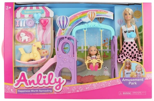 בובת ANLILY גן שעשועים כולל נדנדה סוס נדנדה ואביזרים