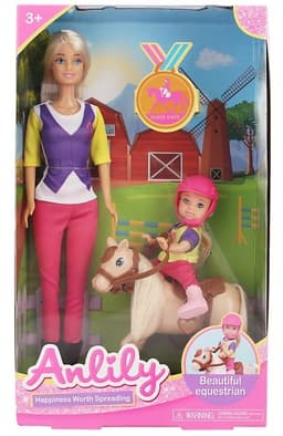 בובת ANLILY רכיבה על סוסים כולל בובה ילדה וסוס