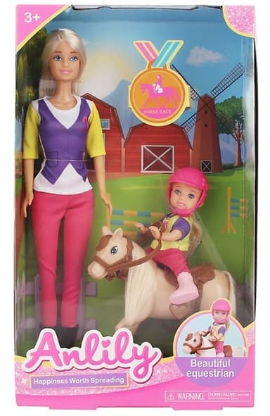 בובת ANLILY רכיבה על סוסים כולל בובה ילדה וסוס