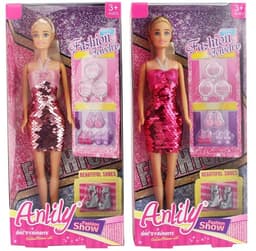 בובת ANLILY כולל שמלת ערב פאייטים מעוצבת כולל תכשיטים ונעליים