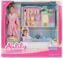 בובת ANLILY חדר רחצה כולל בובה חלוק אמבטיה ואביזרים