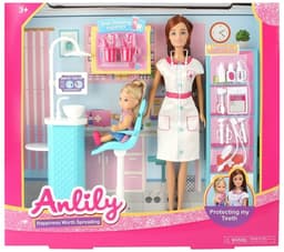 בובת ANLILY רופאת שיניים כולל ילדה ואביזרים