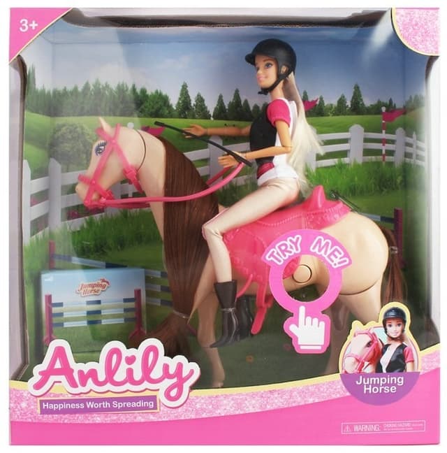 בובת ANLILY רוכבת סוסים כולל בובה סוס ואביזרים