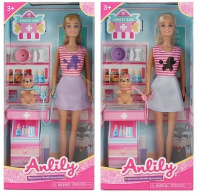 בובת ANLILY וטרינרית כולל כלב מעמד בדיקה ואביזרים
