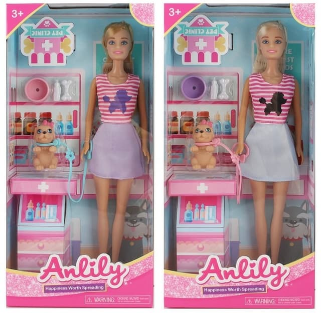 בובת ANLILY וטרינרית כולל כלב מעמד בדיקה ואביזרים
