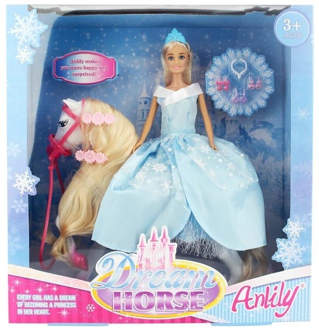 בובת ANLILY נסיכת הקרח כולל סוס