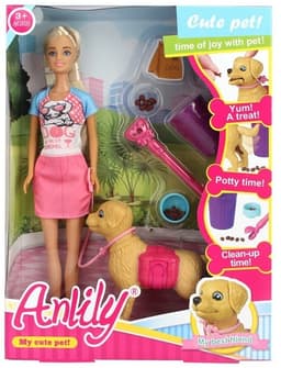 בובת ANLILY חיית מחמד כולל כלב קערת אוכל ואביזרים