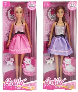 בובת ANLILY עם שמלה וחתול