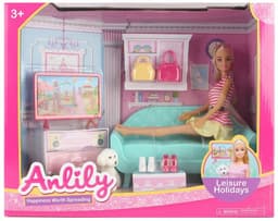 בובת ANLILY סלון כולל כורסת ישיבה טלוויזה ואביזרים