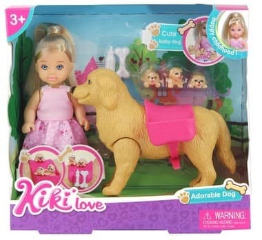 בובת קיקי לאב עם כלב וגורים