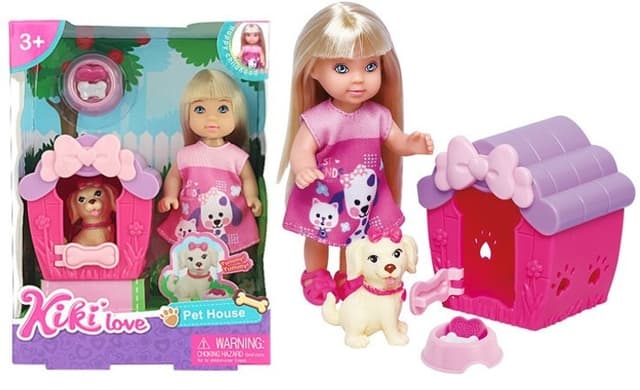 בובת קיקי לאב עם כלב מלונה ואביזרים