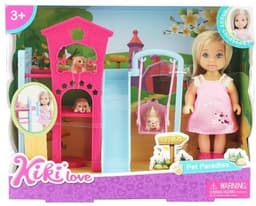 בובת קיקי לאב גן שעשועים כולל בובה נדנדה וגורי כלבים