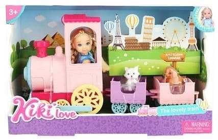 בובת קיקי לאב קטר רכבת כולל בובה כלב חתול ורכבת