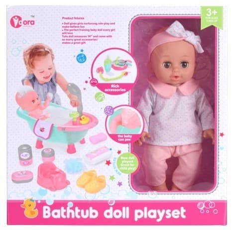 בובה בת איכותית בתוך אמבטיה עושה פיפי כולל מוזיקה ואביזרים