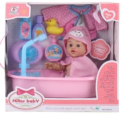 בובה בתוך אמבטיה כולל מוזיקה אביזרי רחצה וחלוק