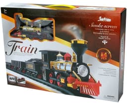 רכבת מסלול חשמלית כולל קטר מוציא עשן ו 3 קרונות אחד