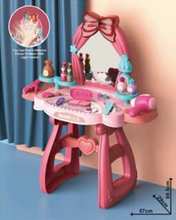 מעמעד שידת איפור גובה 70 ס"מ כולל אורות ומוזיקה ואביזרי טיפוח