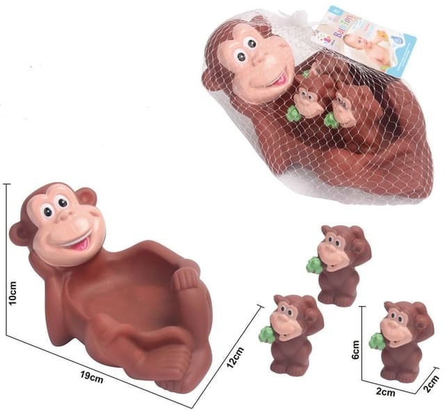 מצפצפים לאמבטיה קופים גודל 19 ס"מ 4 יחידות ברשת