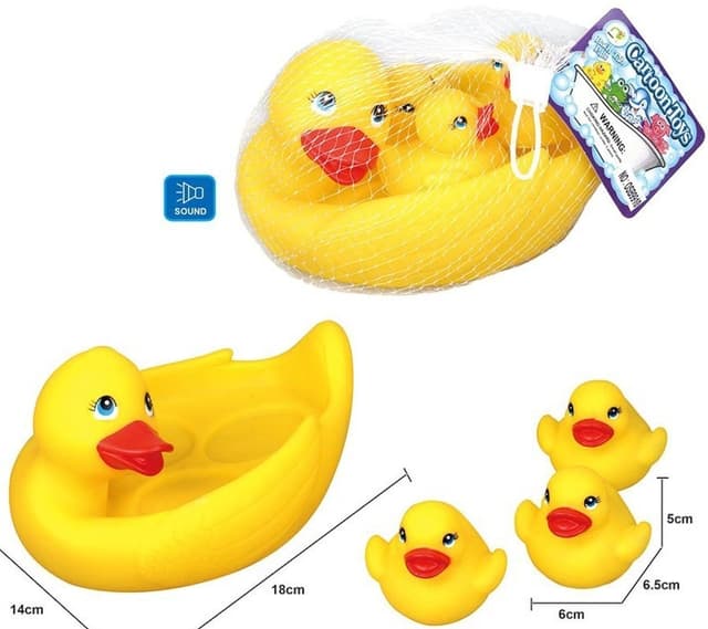 מצפצפים לאמבטיה ברווזונים גודל 18 ס"מ 4 יחידות ברשת