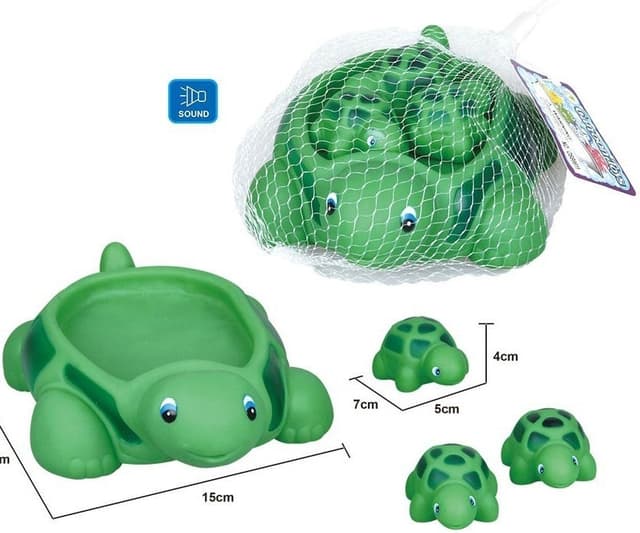 מצפצפים לאמבטיה צבים גודל 15 ס"מ 4 יחידות ברשת