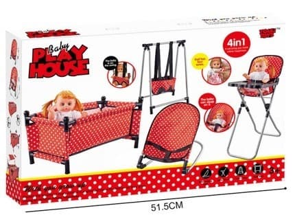 ערכה מלאה לתינוק מיני מאוס כולל כסא אוכל לול טרמפולינה ונדנדה