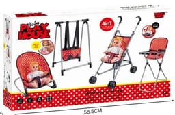 ערכה מלאה לתינוק מיני מאוס כולל כסא אוכל עגלה טרמפולינה ונדנדה