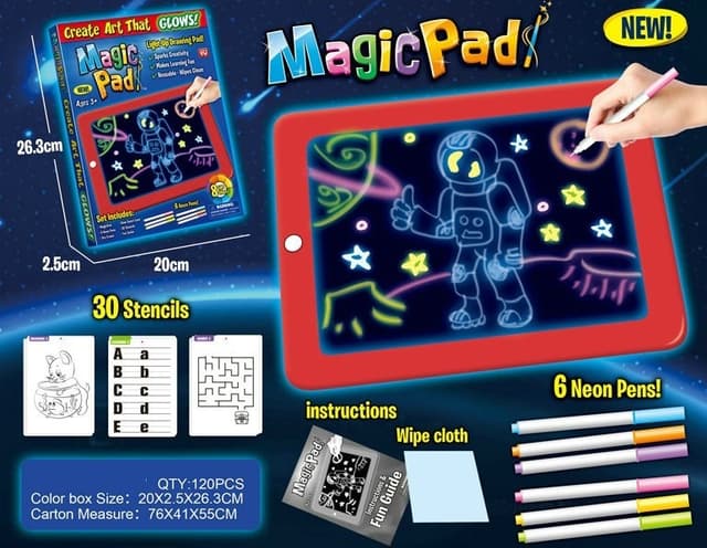 לוח הקסמים צבעוני כולל טושים וכרטיסיות