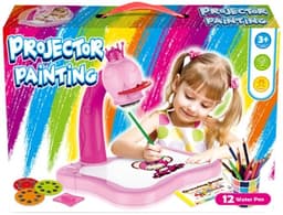 שולחן ציור הולוגרמה בנות 3 דיסקיות מנגן כולל 12 טושים